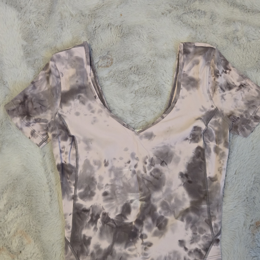 lululemon athletica Black and Gray Tie-Dye Bodysuit